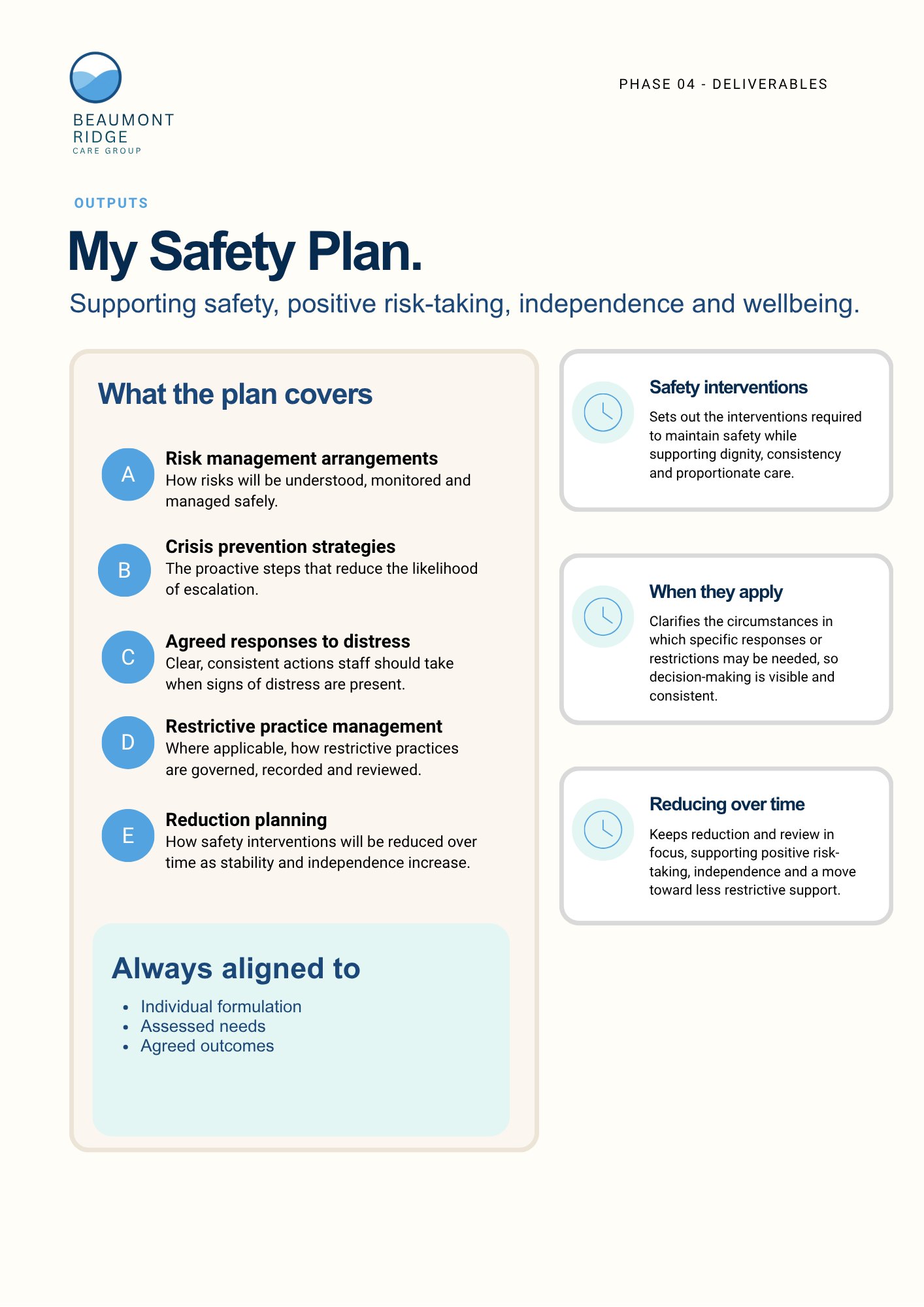 My Safety Plan framework example page